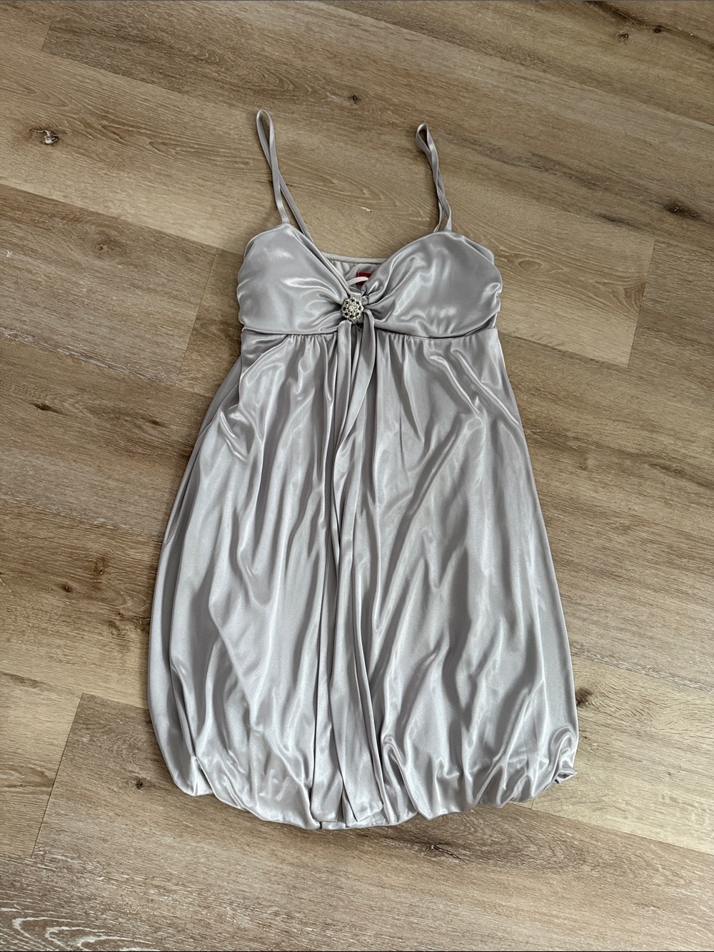 Silver Satin Babydoll Dress